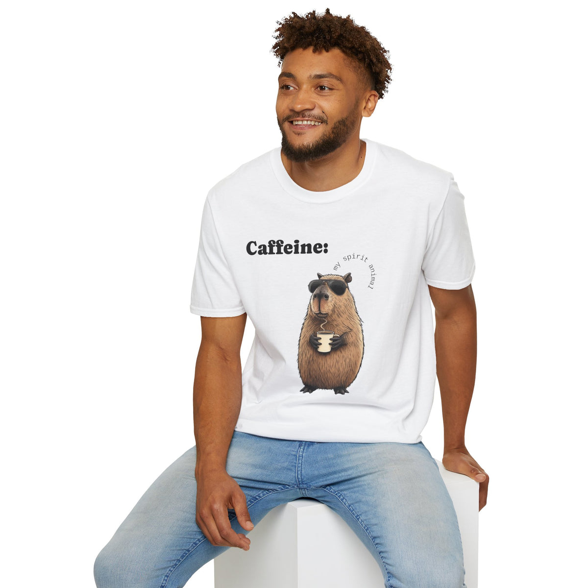 Softstyle T-Shirt Coffee Capybara Funny Unique Design