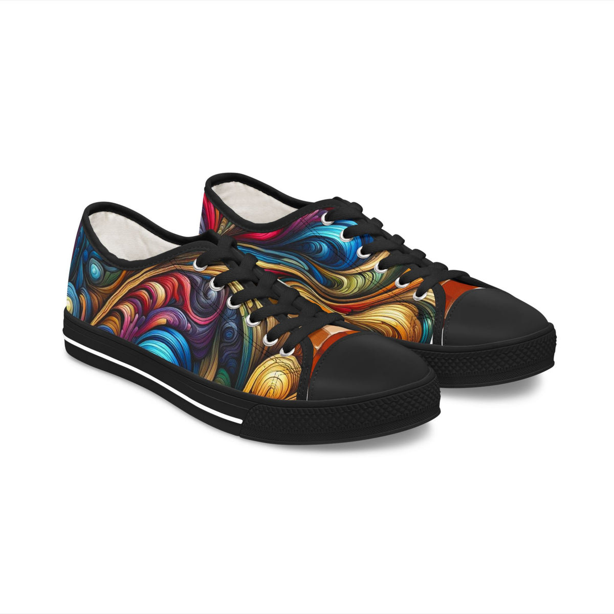 Colorful Abstract Women Low Top Sneakers - Stylish and Vibrant Footwear
