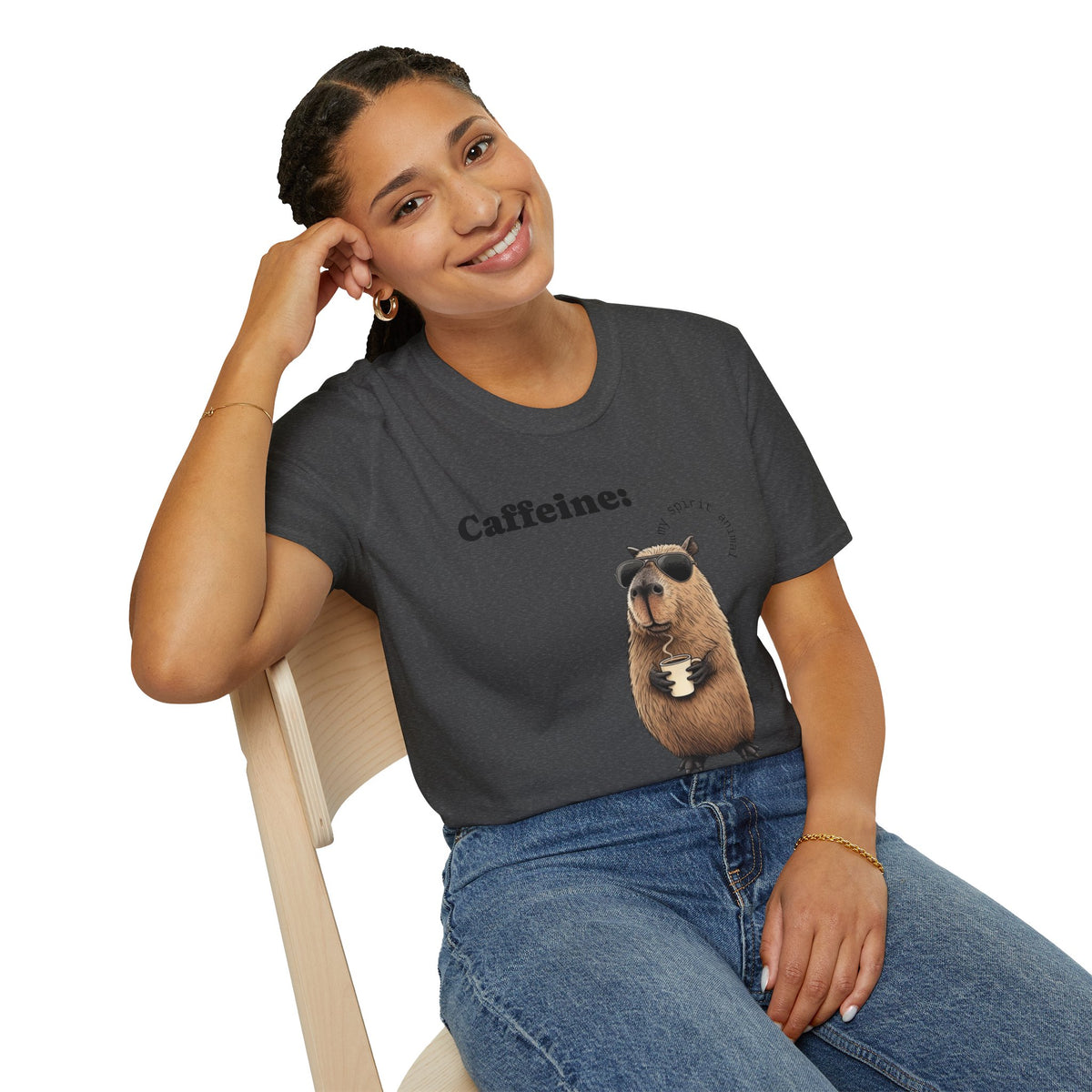 Softstyle T-Shirt Coffee Capybara Funny Unique Design