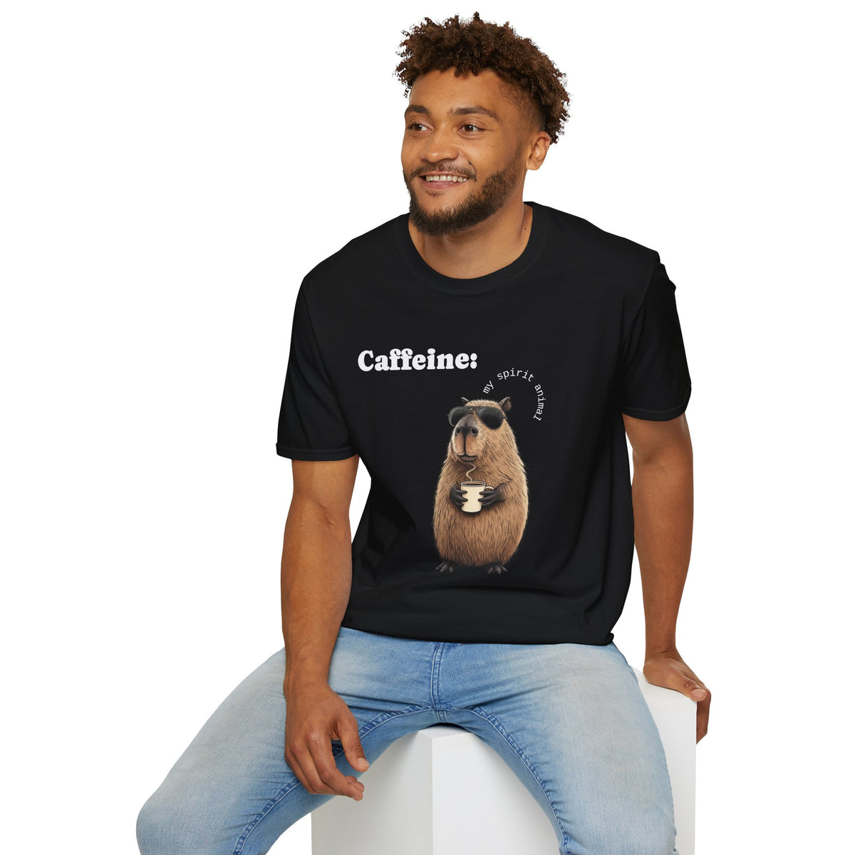 Softstyle T-Shirt Coffee Capybara Funny Unique Design