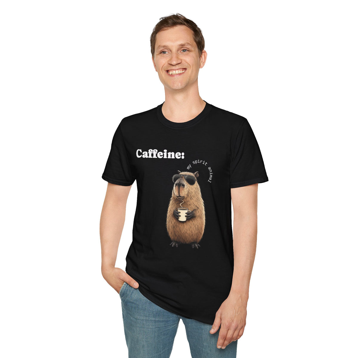Softstyle T-Shirt Coffee Capybara Funny Unique Design