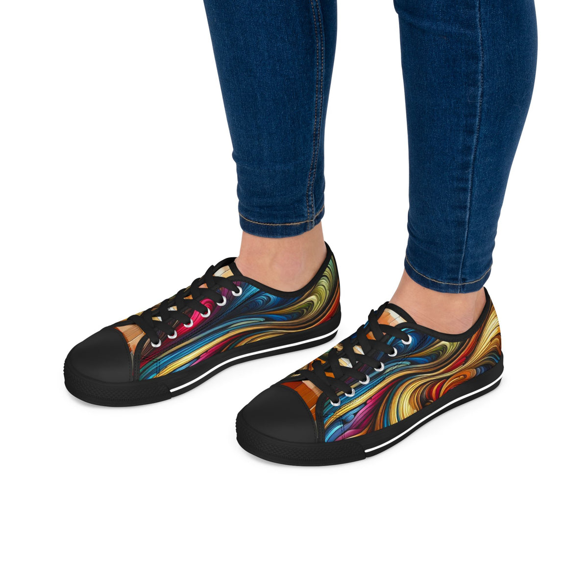 Colorful Abstract Women Low Top Sneakers - Stylish and Vibrant Footwear