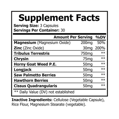 Magnesium Zinc Supplement (90 Capsules) - For Men