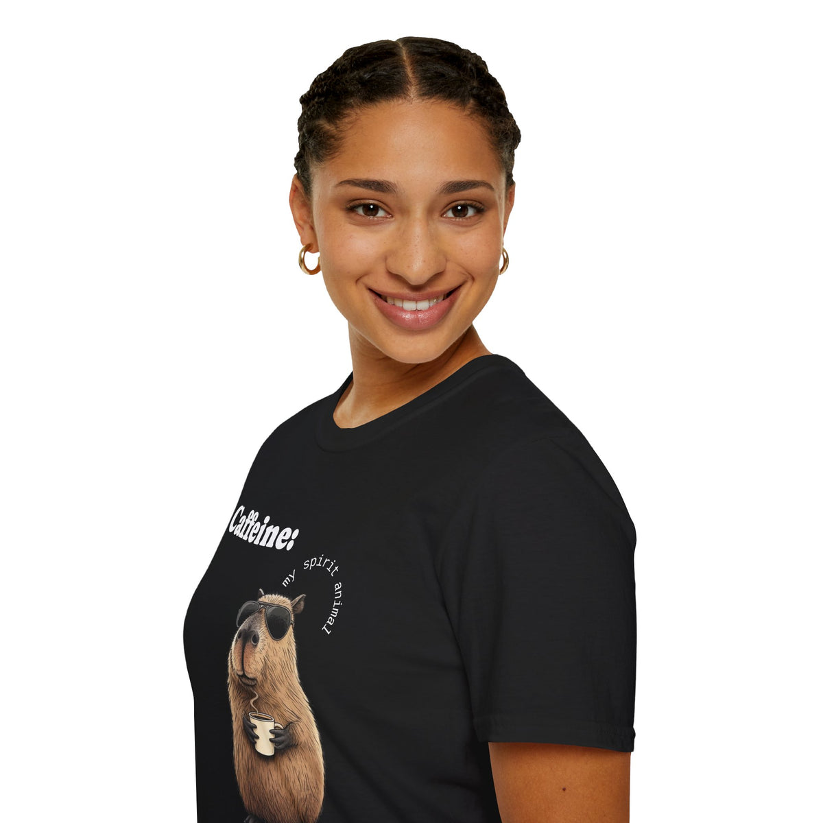 Softstyle T-Shirt Coffee Capybara Funny Unique Design