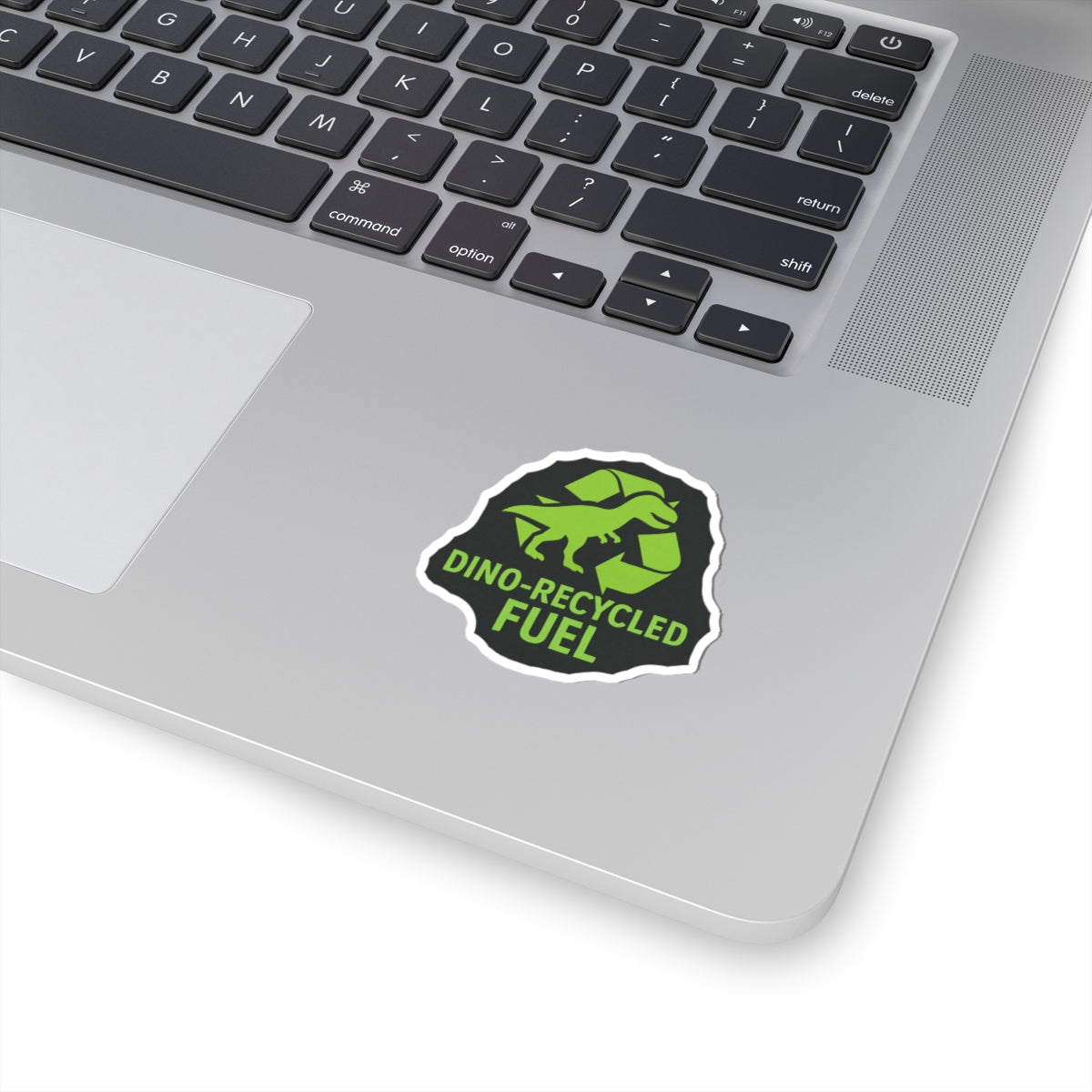 Sticker — Dino-Recycled Fuel Kiss-Cut Sticker (Green T. rex Recycling Logo)