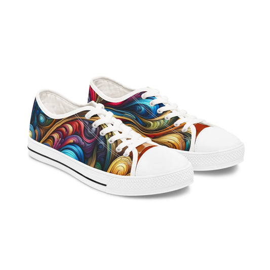Colorful Abstract Women Low Top Sneakers - Stylish and Vibrant Footwear