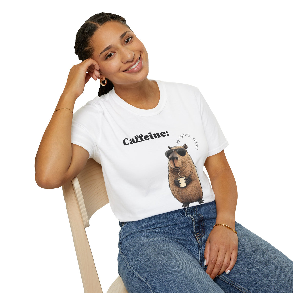 Softstyle T-Shirt Coffee Capybara Funny Unique Design