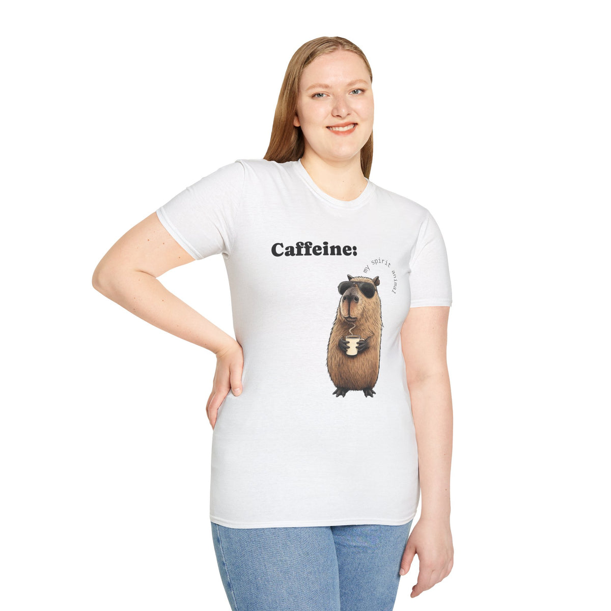 Softstyle T-Shirt Coffee Capybara Funny Unique Design