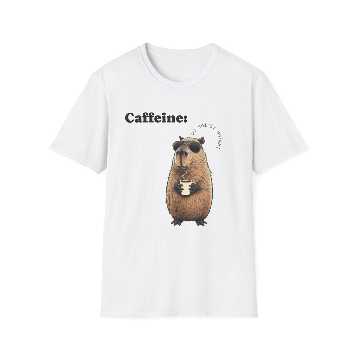 Softstyle T-Shirt Coffee Capybara Funny Unique Design