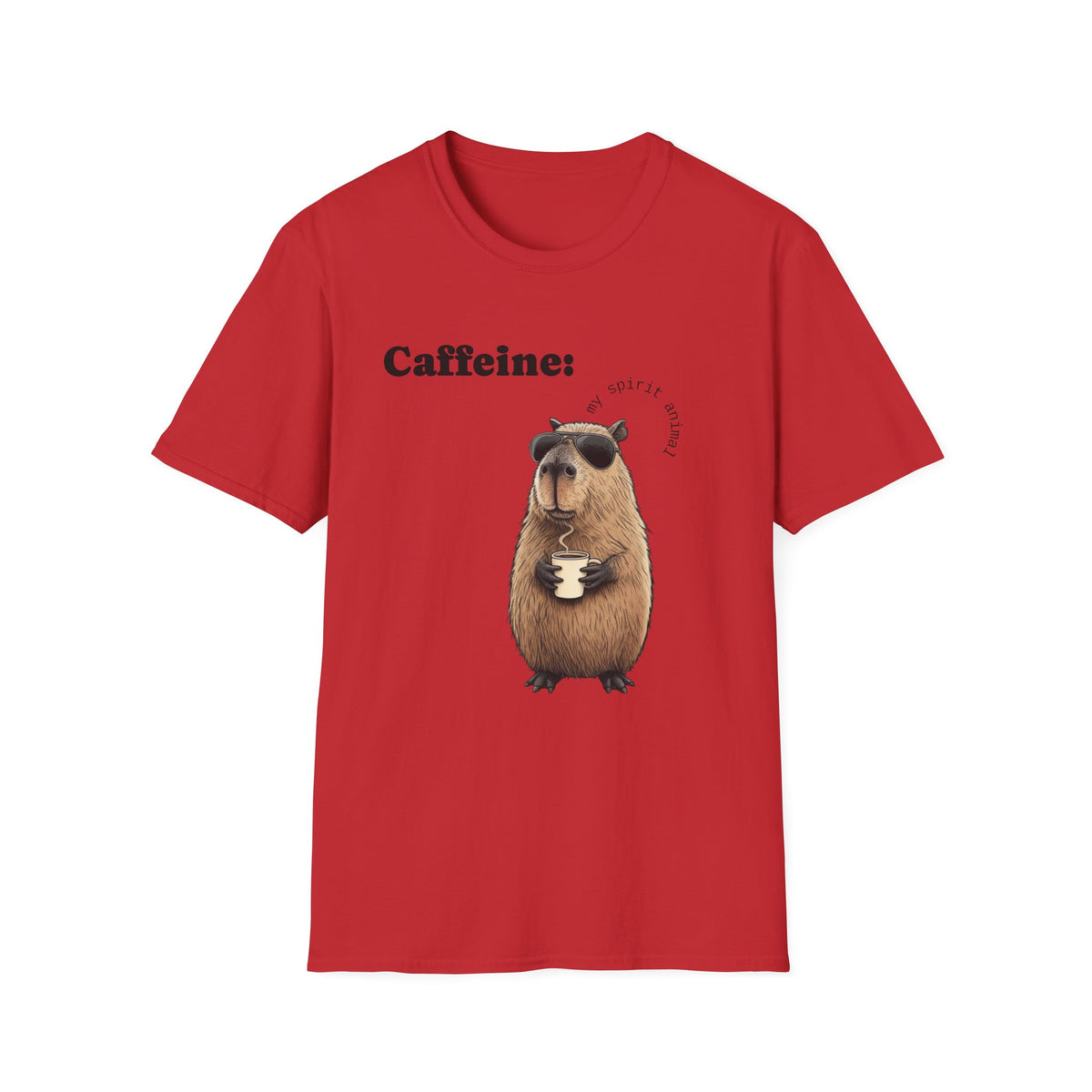 Softstyle T-Shirt Coffee Capybara Funny Unique Design