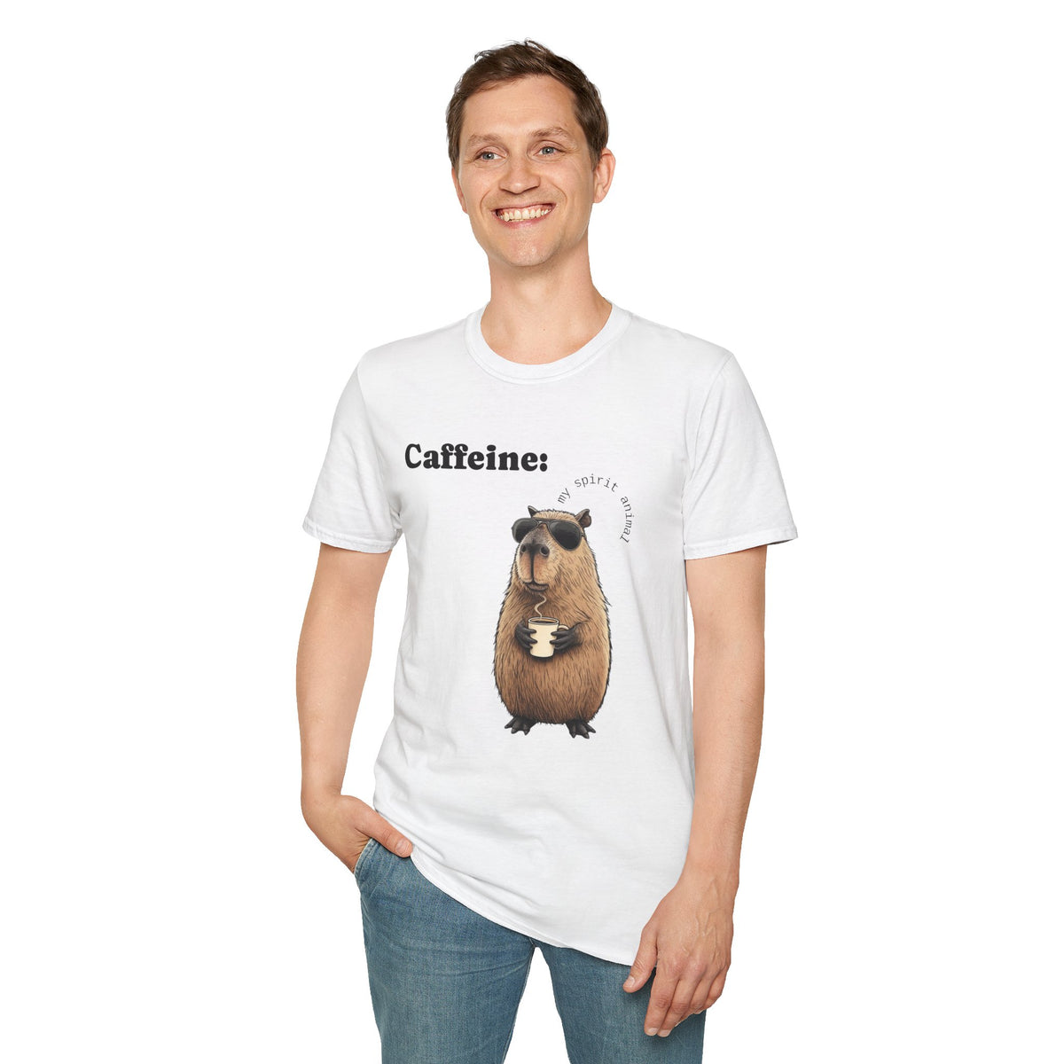 Softstyle T-Shirt Coffee Capybara Funny Unique Design