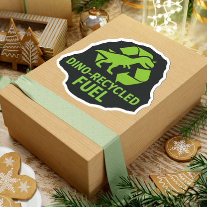 Sticker — Dino-Recycled Fuel Kiss-Cut Sticker (Green T. rex Recycling Logo)