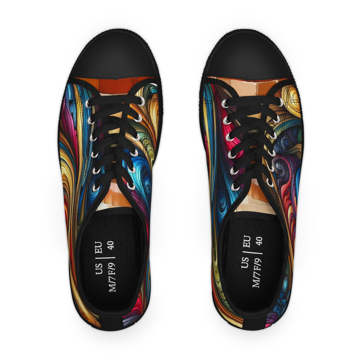 Colorful Abstract Women Low Top Sneakers - Stylish and Vibrant Footwear