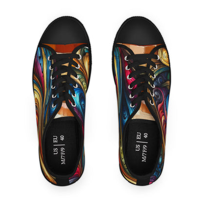Colorful Abstract Women Low Top Sneakers - Stylish and Vibrant Footwear
