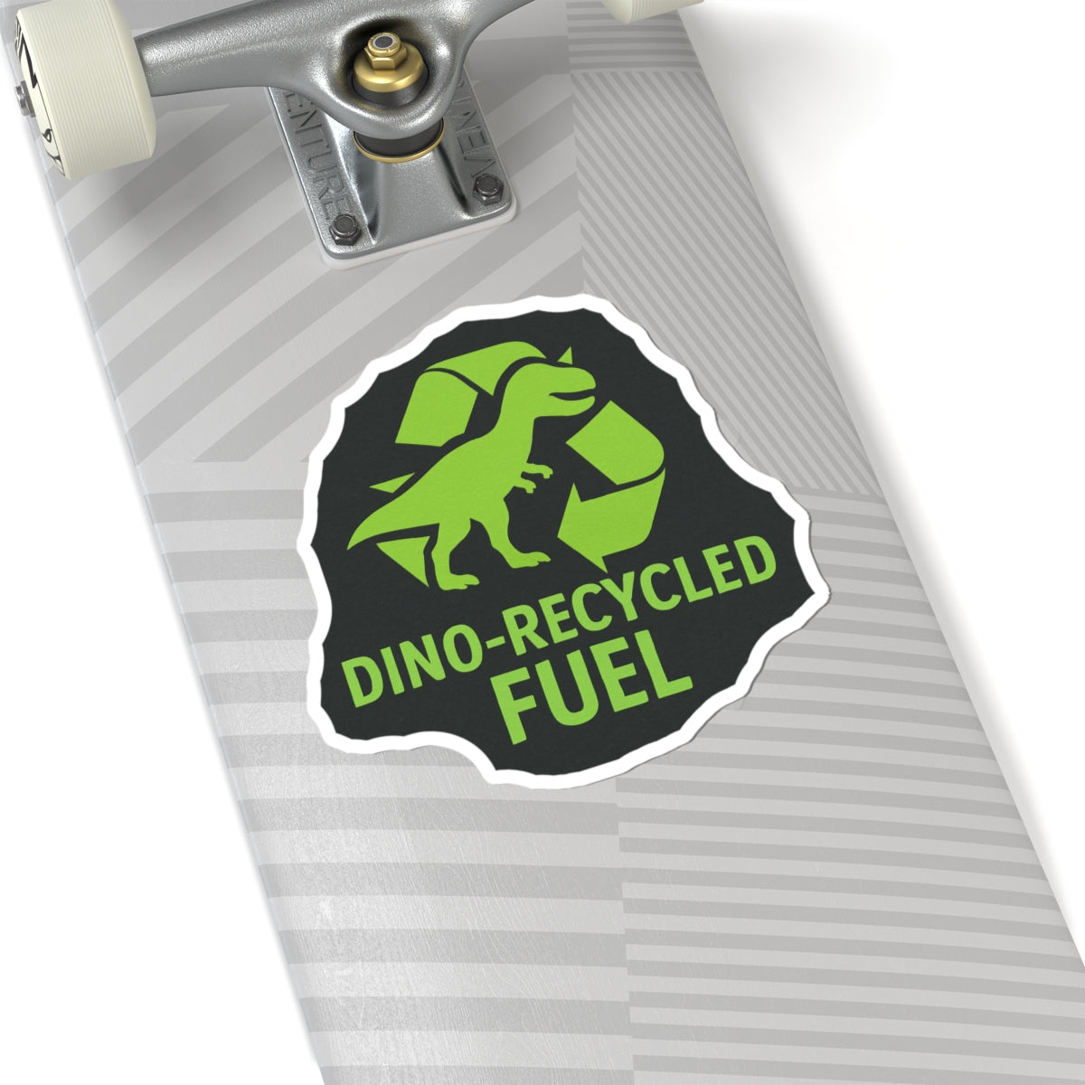 Sticker — Dino-Recycled Fuel Kiss-Cut Sticker (Green T. rex Recycling Logo)