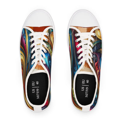 Colorful Abstract Women Low Top Sneakers - Stylish and Vibrant Footwear