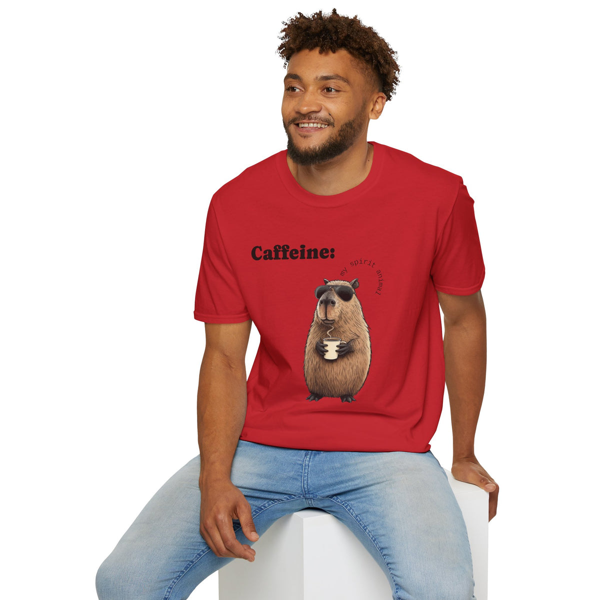 Softstyle T-Shirt Coffee Capybara Funny Unique Design