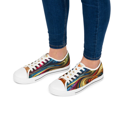 Colorful Abstract Women Low Top Sneakers - Stylish and Vibrant Footwear
