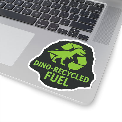 Sticker — Dino-Recycled Fuel Kiss-Cut Sticker (Green T. rex Recycling Logo)
