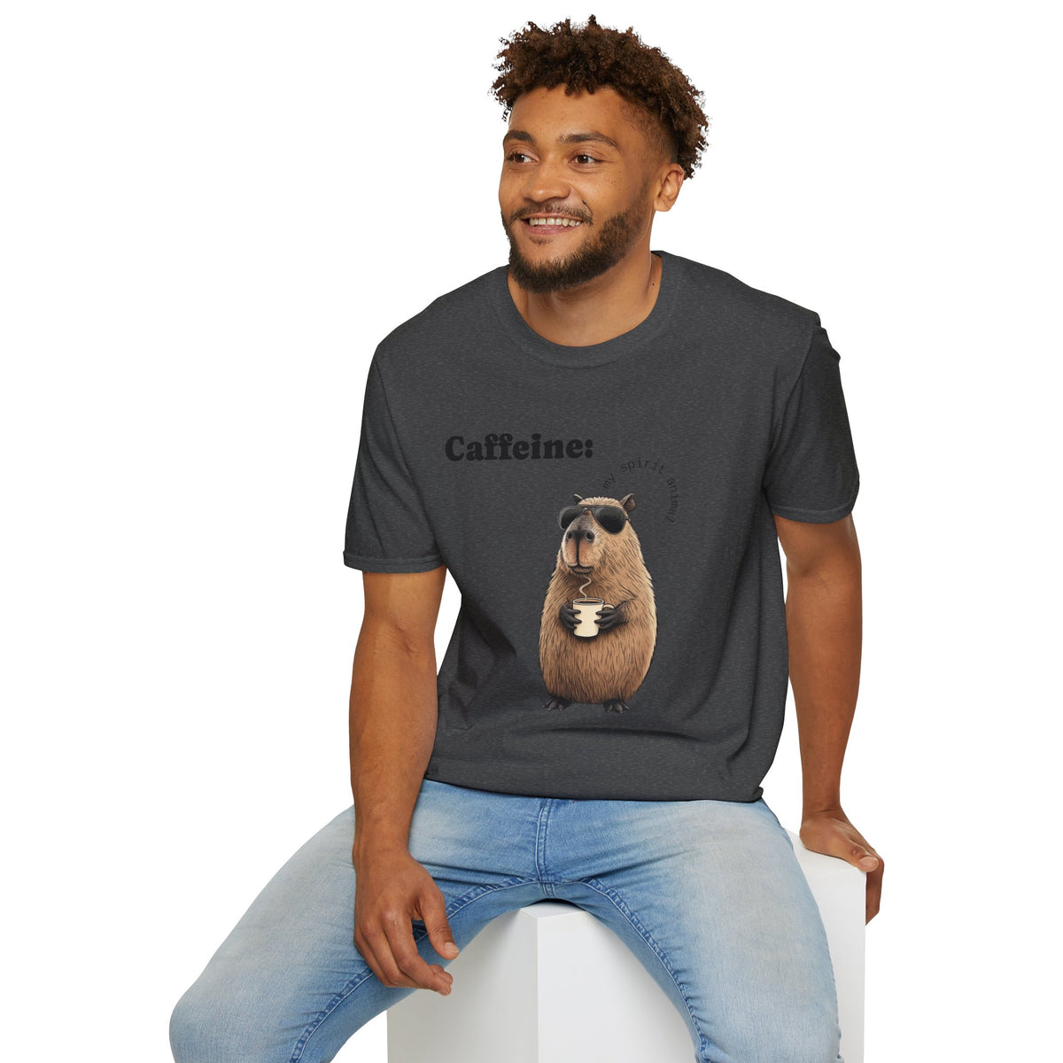 Softstyle T-Shirt Coffee Capybara Funny Unique Design