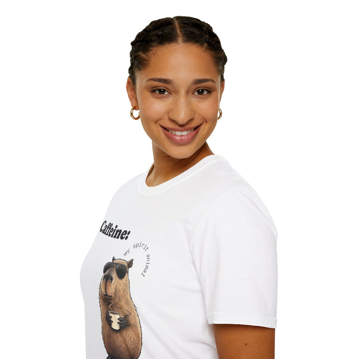 Softstyle T-Shirt Coffee Capybara Funny Unique Design